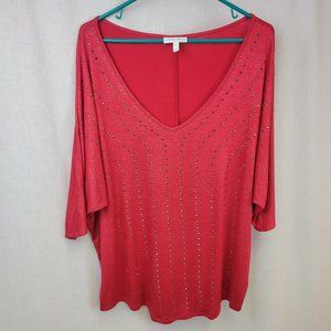 Fashion Bug red sparkle studded shirt size 1x